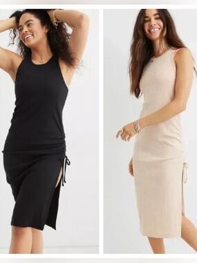 Aerie Ribbed Side Ruched Midi Dress bundle of 2 size Small